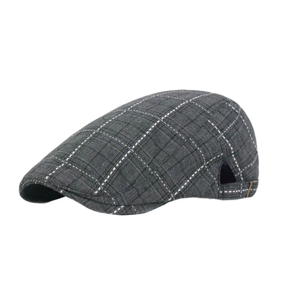 Cotton Plaid Golf Newsboy Cap