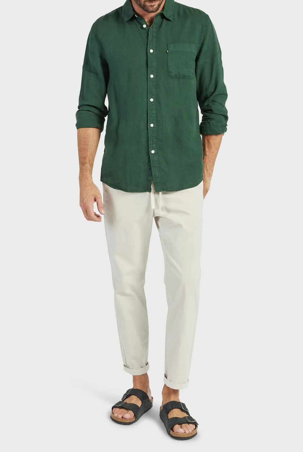 Hampton Linen Shirt-Ash grey