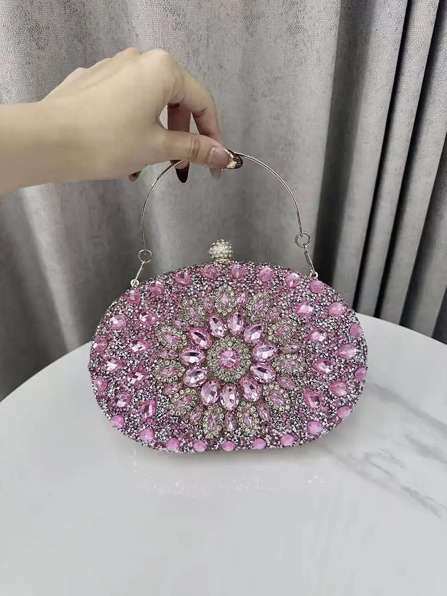Geometric Rhinestone Shimmer Clutch Bag