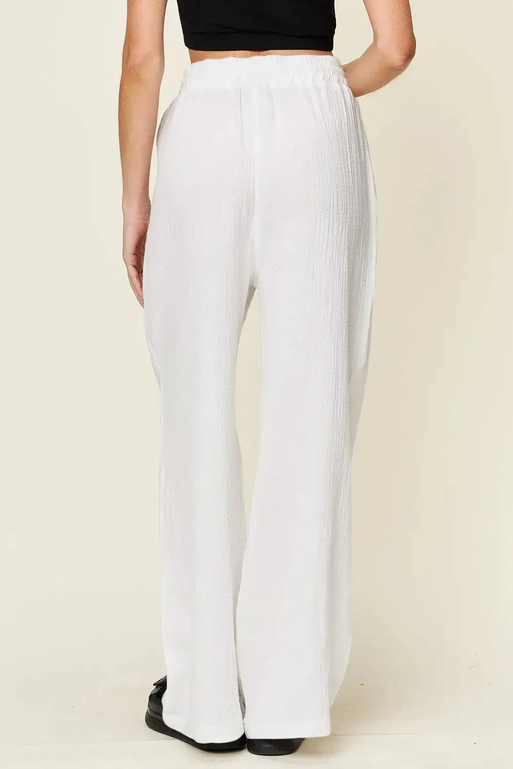 Tailored Wide Leg Drawstring Pants