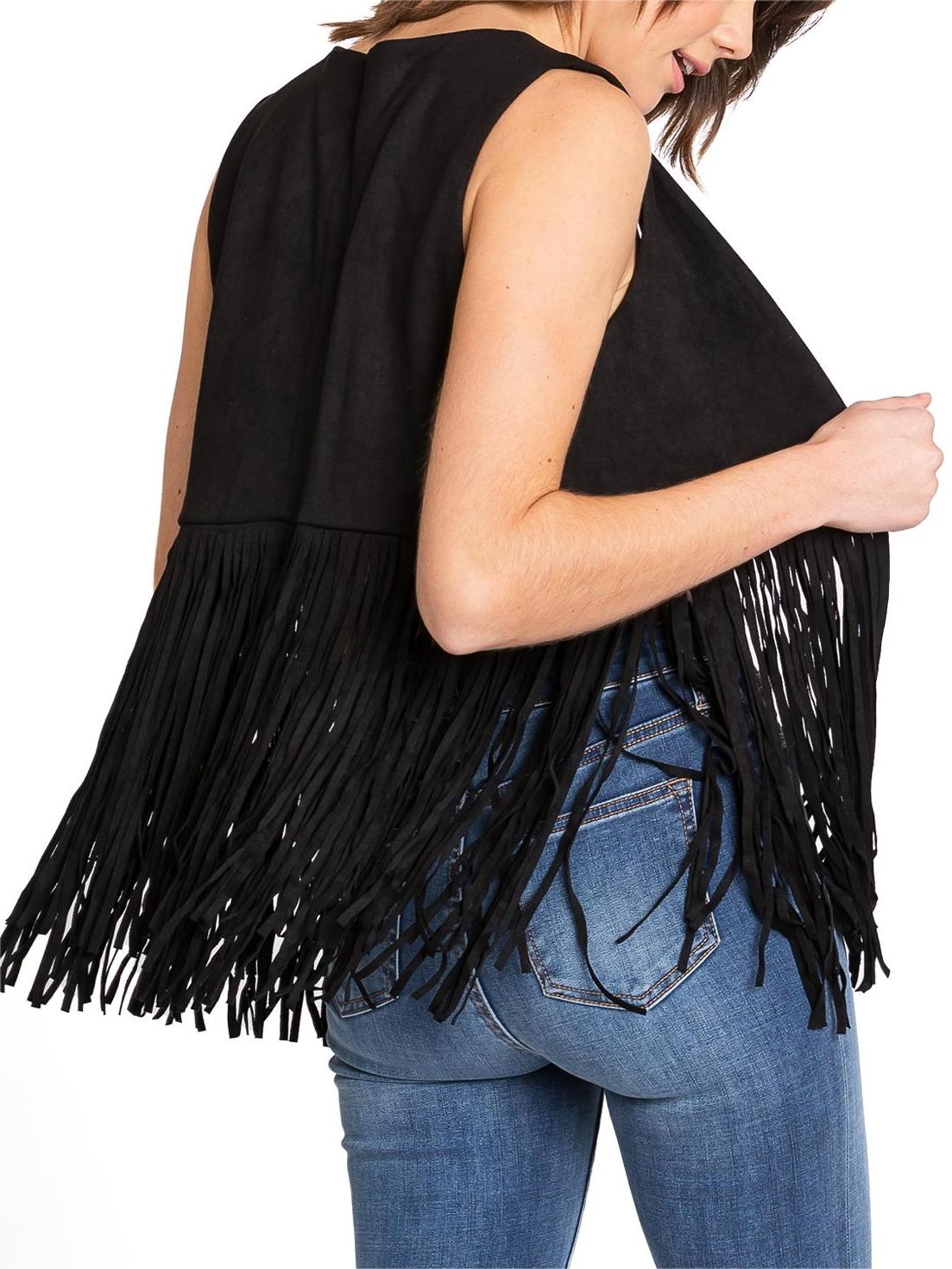Black Bohemian Fringe Vest