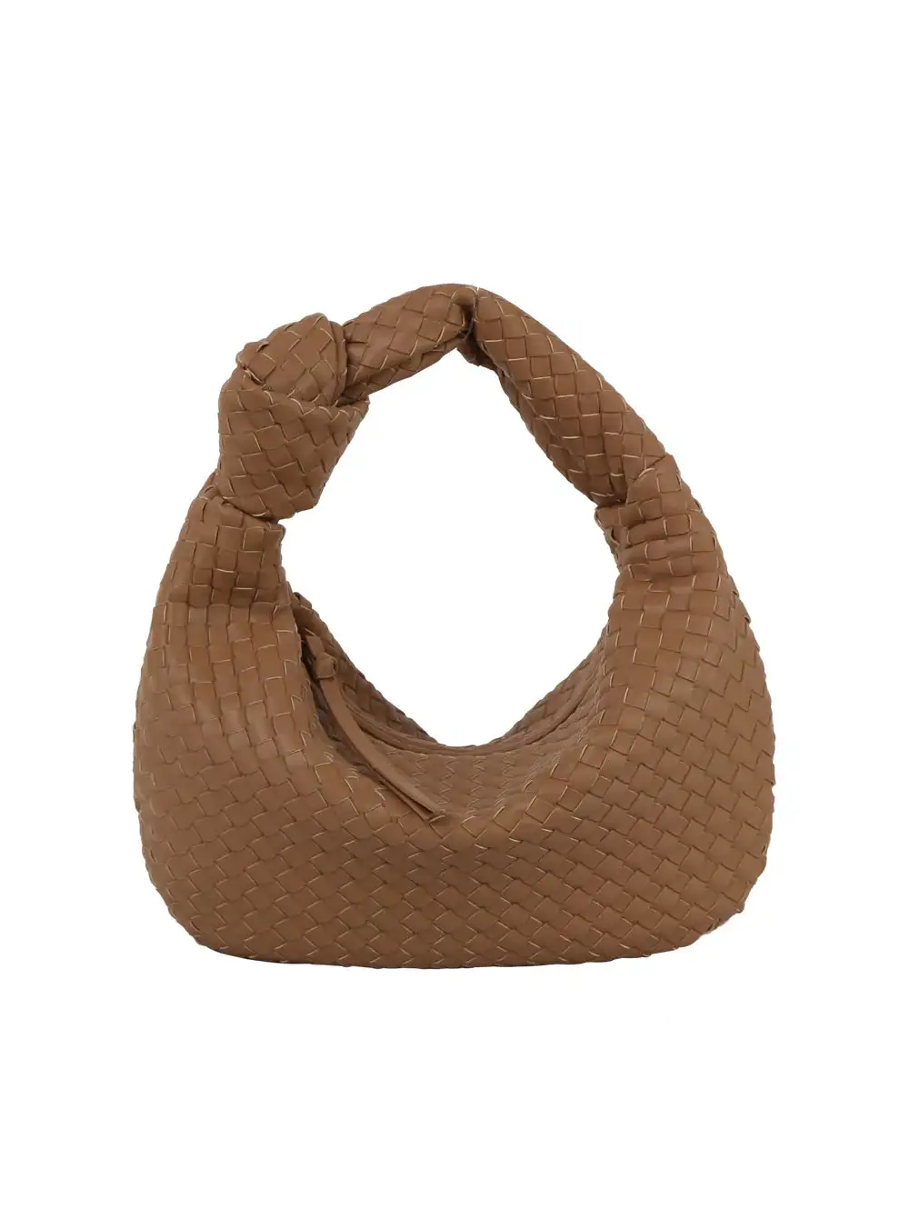Relaxed Detail Woven Faux Leather Hobo Shoulder Bag