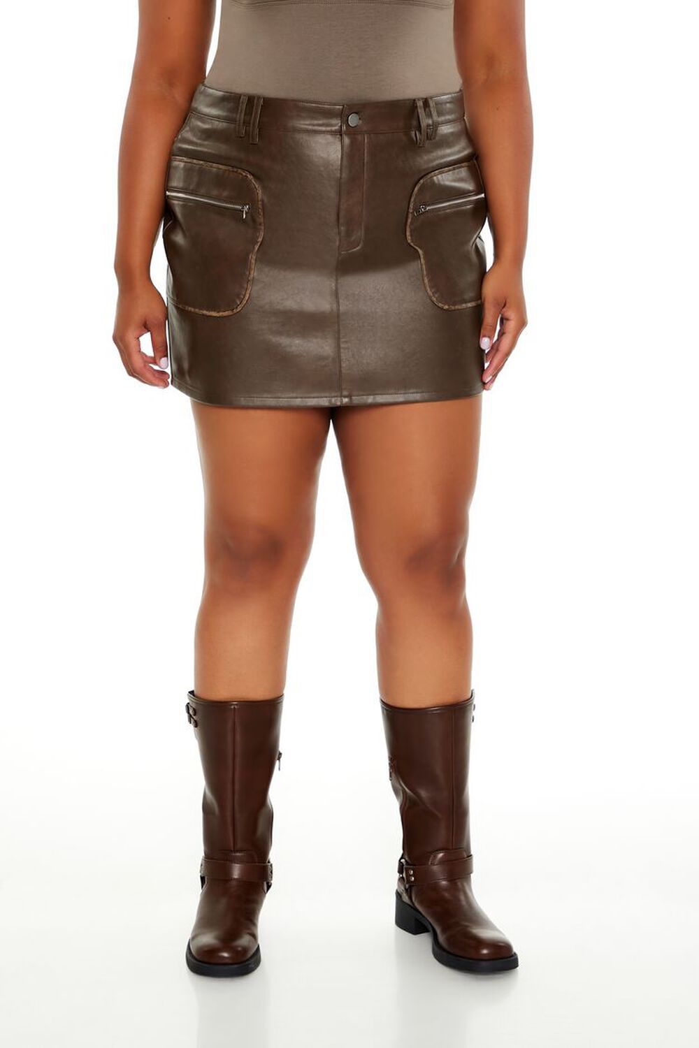 Plus Size Faux Leather Mini Skirt