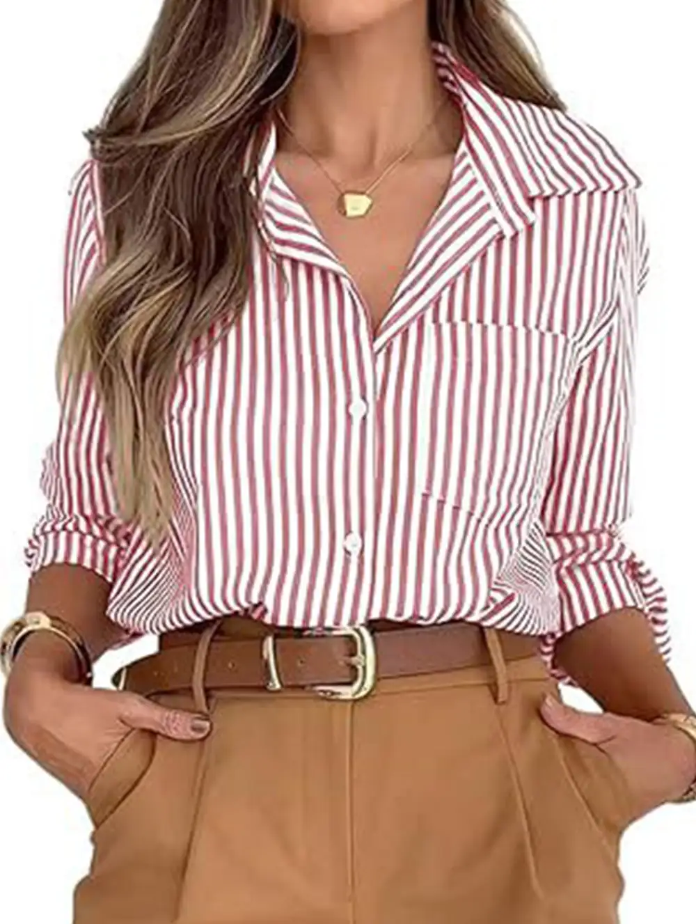 Striped Shirt with Pockets Blouse