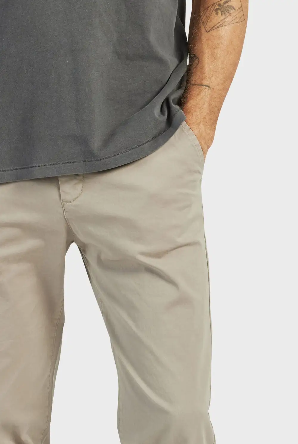 Solid Color Cotton Slim Fit Trousers