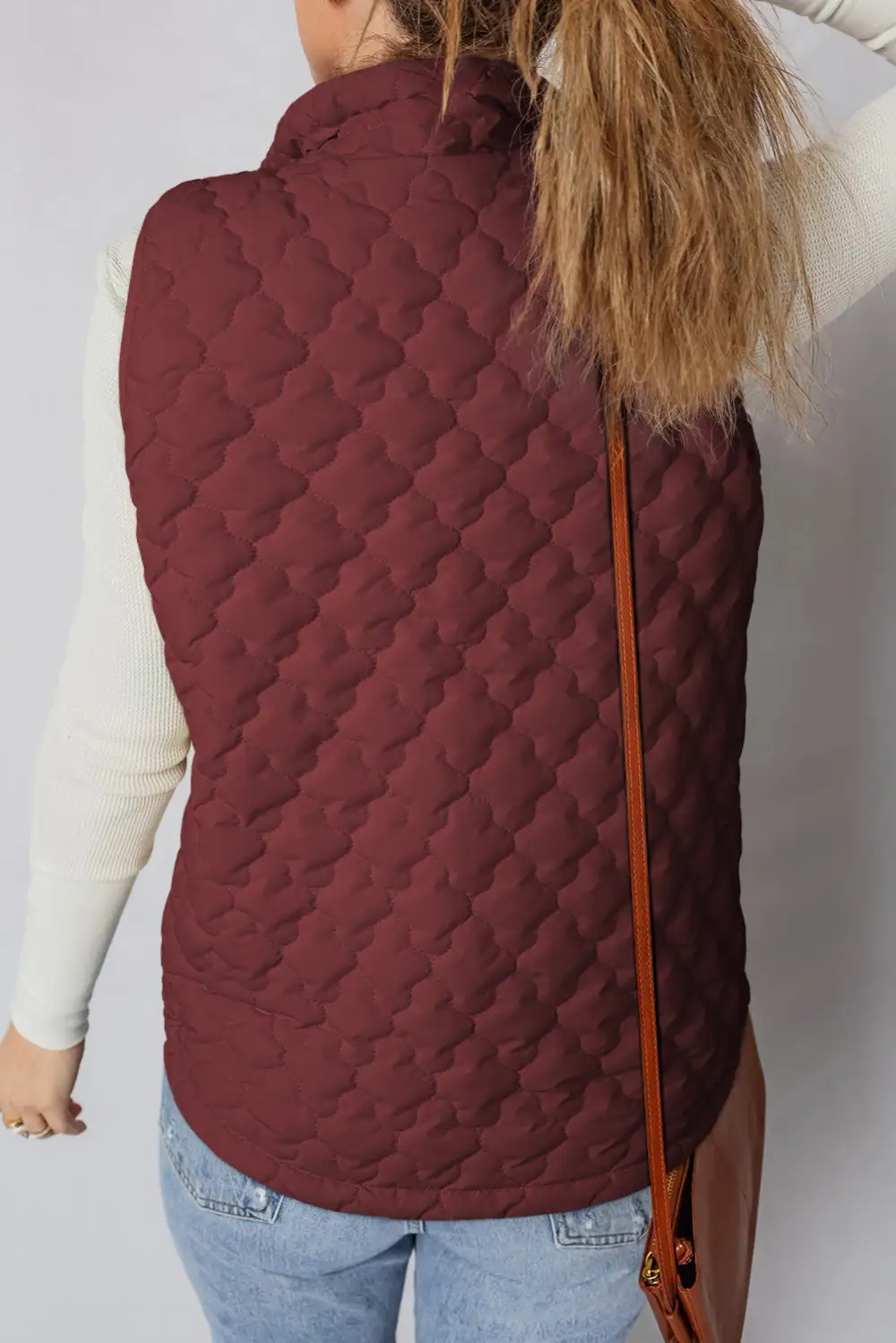 Floral Snap Button Zip Winter Quilted Vest