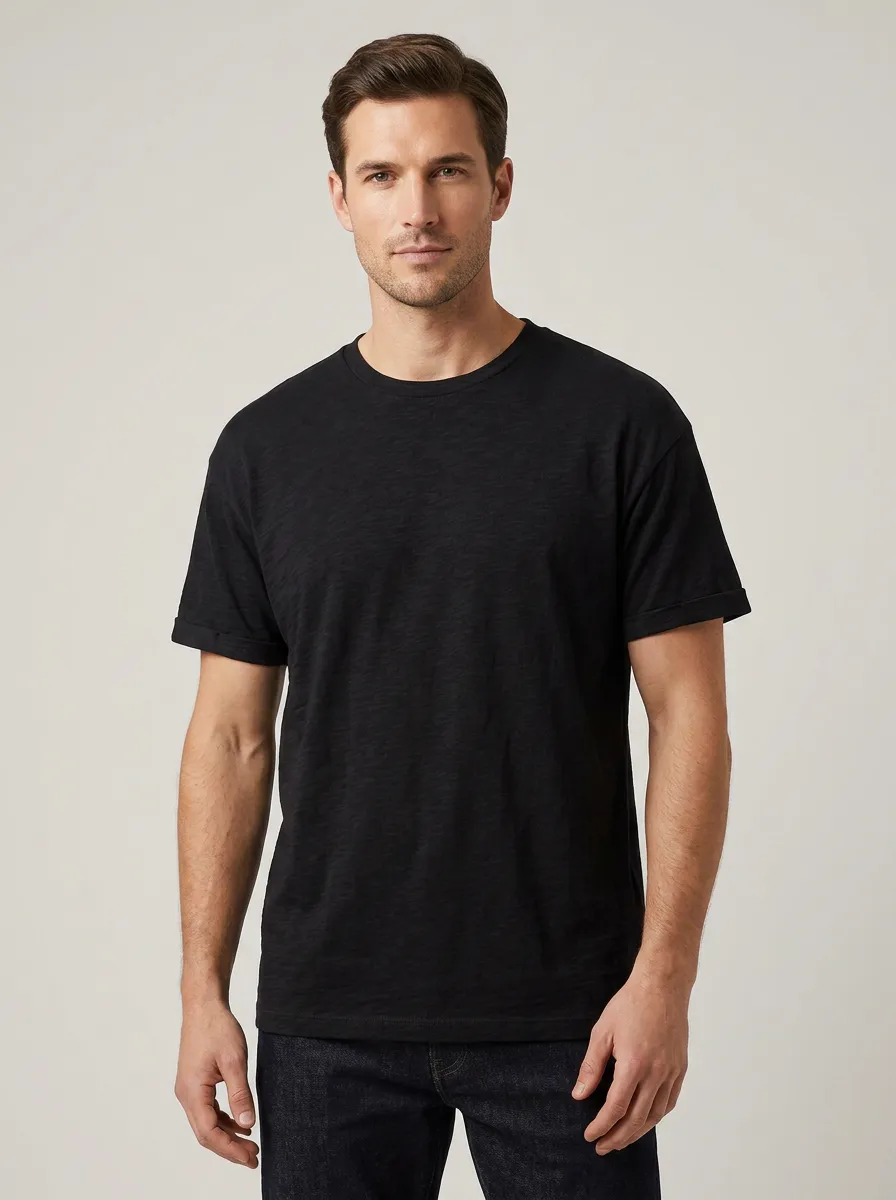 Wardrobe-Essential Minimalist Men's Cotton Crew Neck T-Shirt