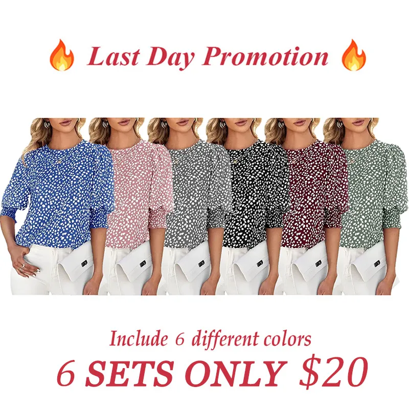Women's Polka Dot 3/4 Sleeve Blouse