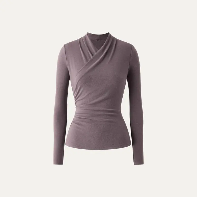 Chic Surplice Long Sleeve Top – Casual & Elegant Shirt