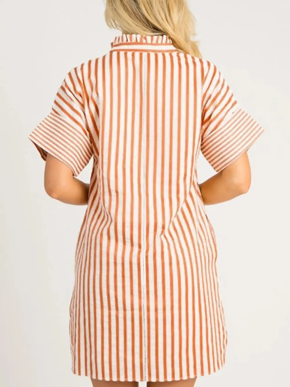 Striped V Neck Mini Dress