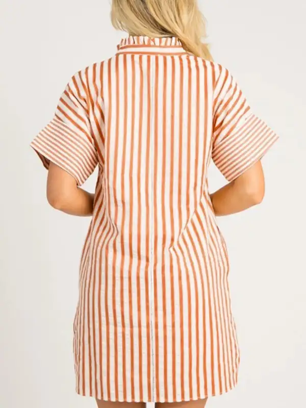 Striped V Neck Mini Dress