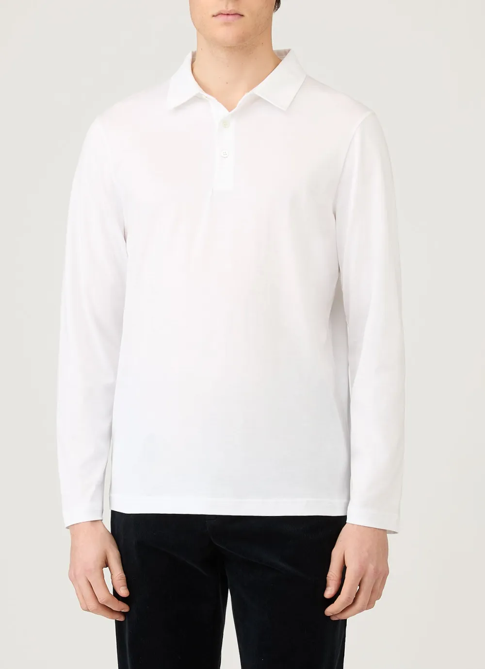 Clean Everyday Regular Fit Cotton Jersey Long Sleeve Polo Shirt
