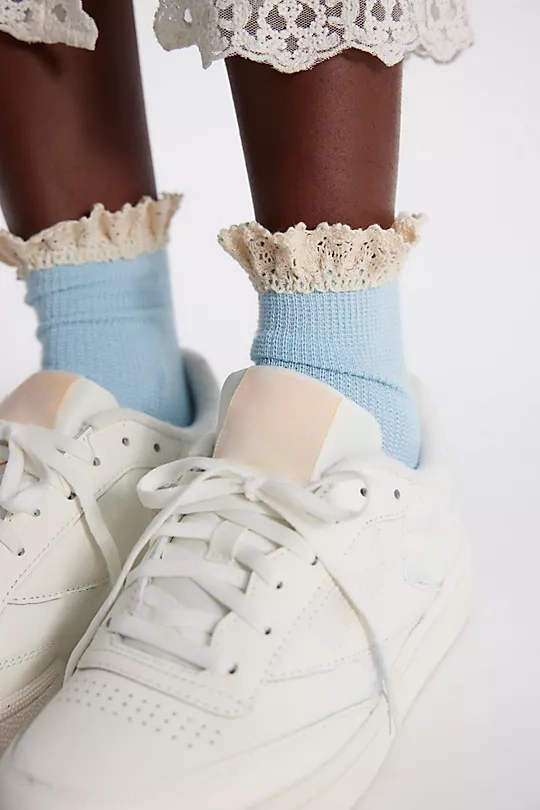 Waffle Knit Ankle Socks Pink