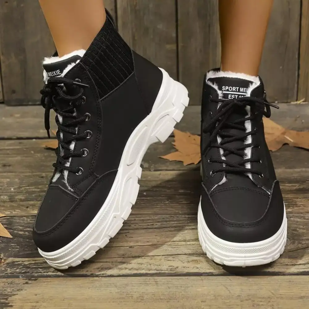 Plush Lining Lace Up Boots