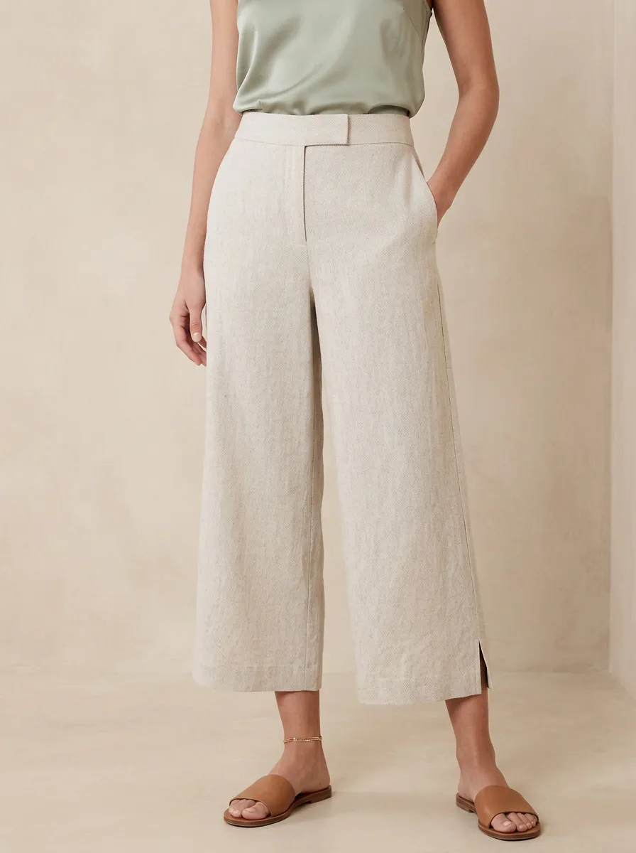Comfort Linen Blend Wardrobe Women's Cropped Pants
