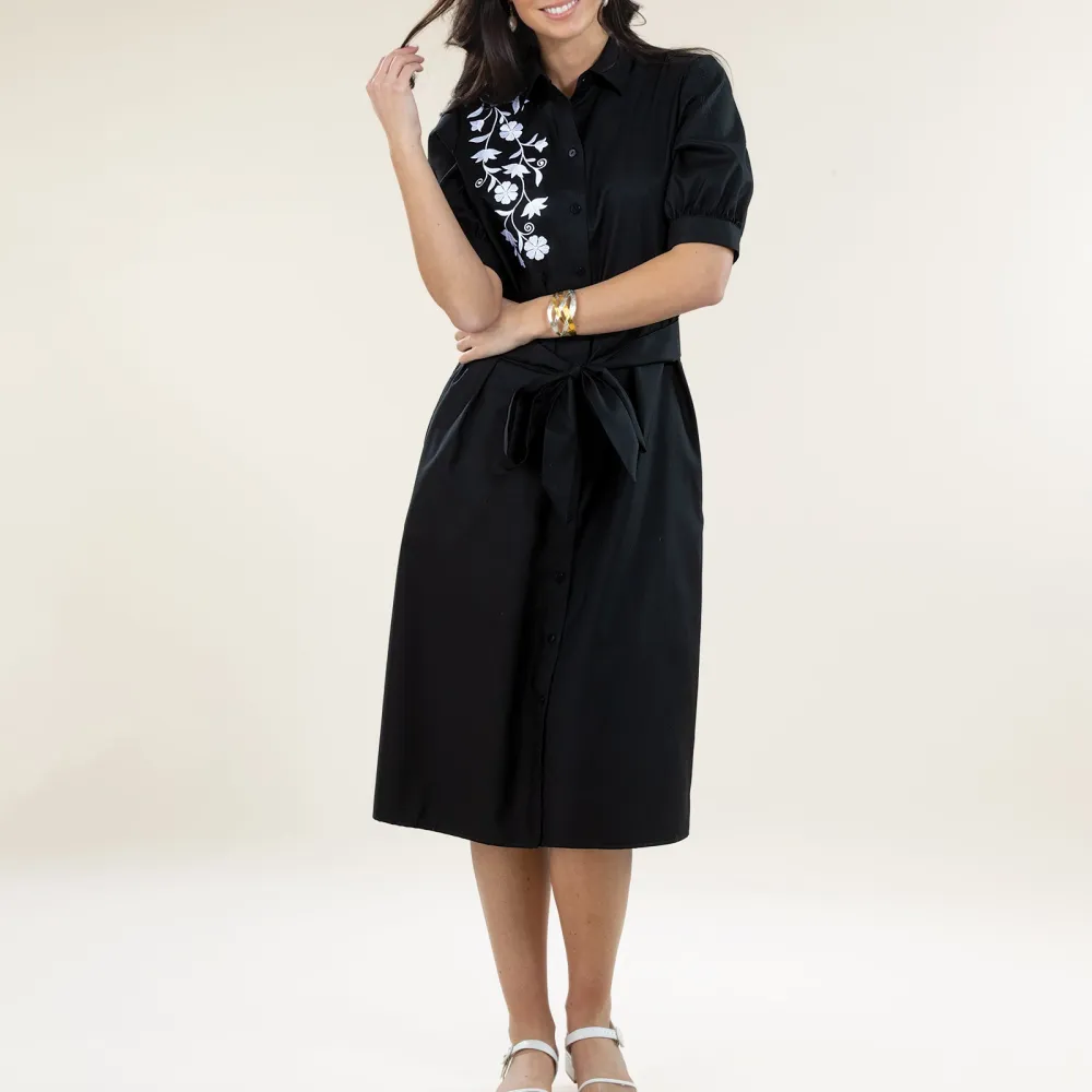 Dancing Daises Embroidered Shirt Dress