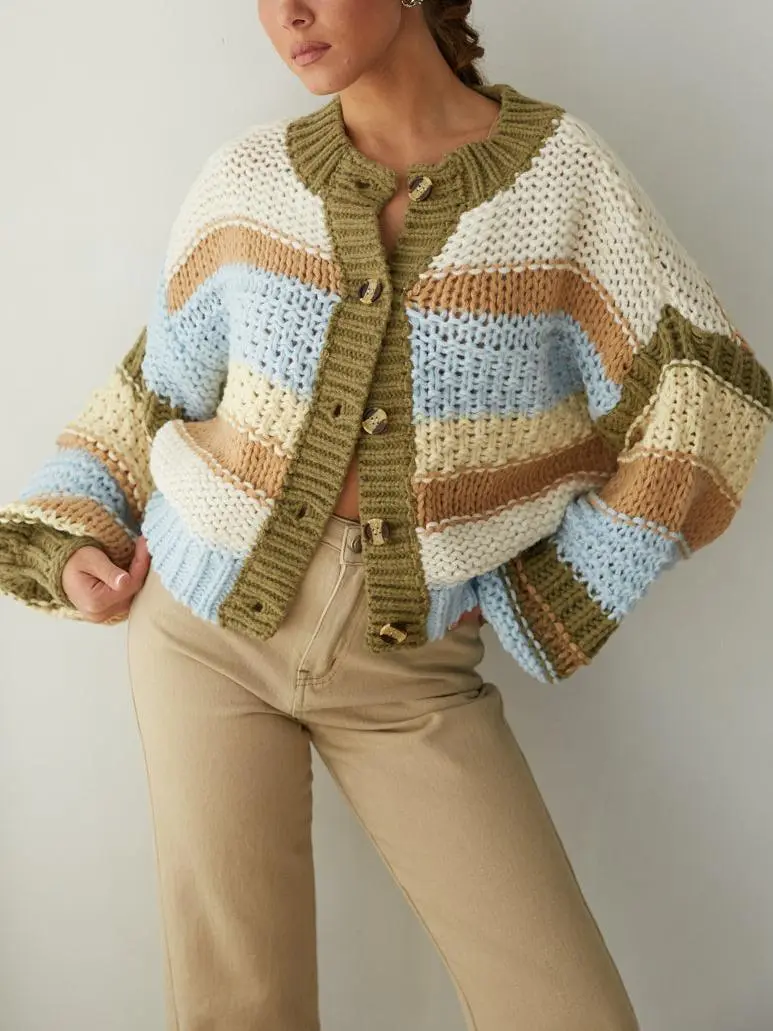 Chunky Striped Cardigan