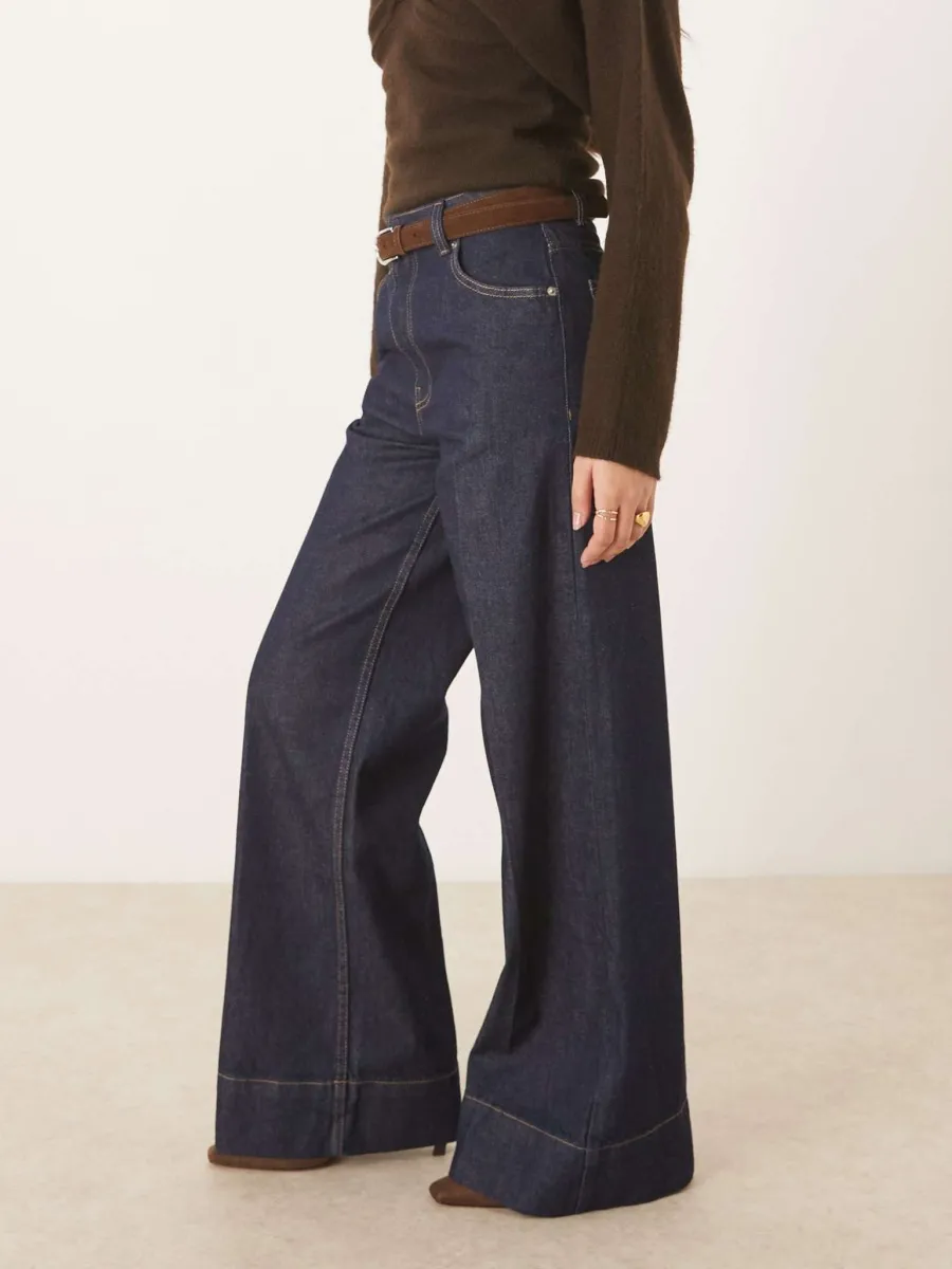 High-Waist Flared Denim Pants