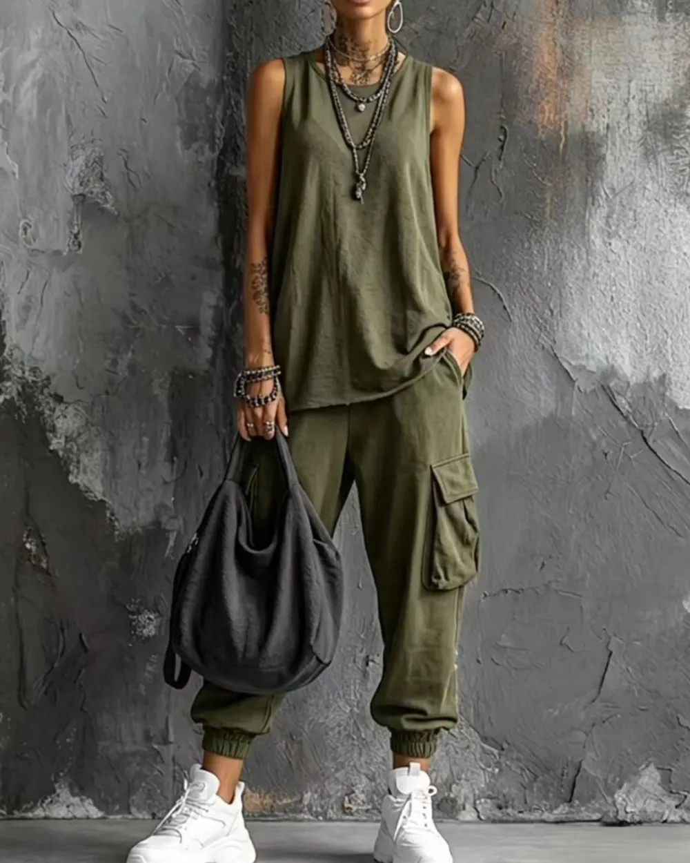 Sleeveless Tank and Cropped Ankle Pants Set