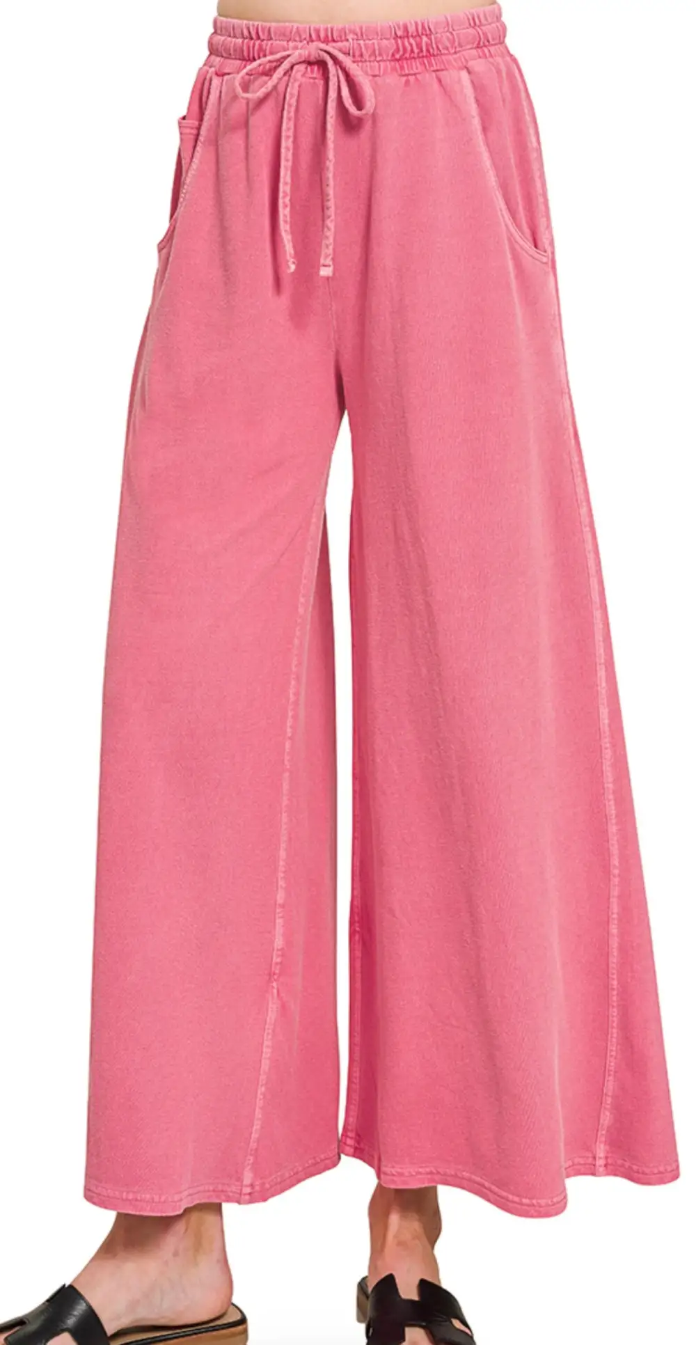 Roomy Drawstring Cotton Blend Casual Pants