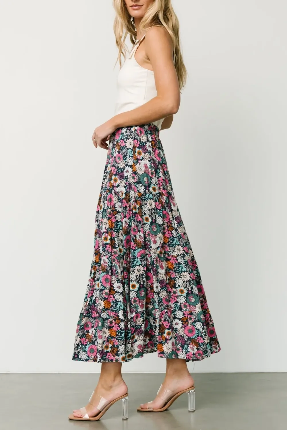 Breathable Lightweight High-Waisted Floral Skirt