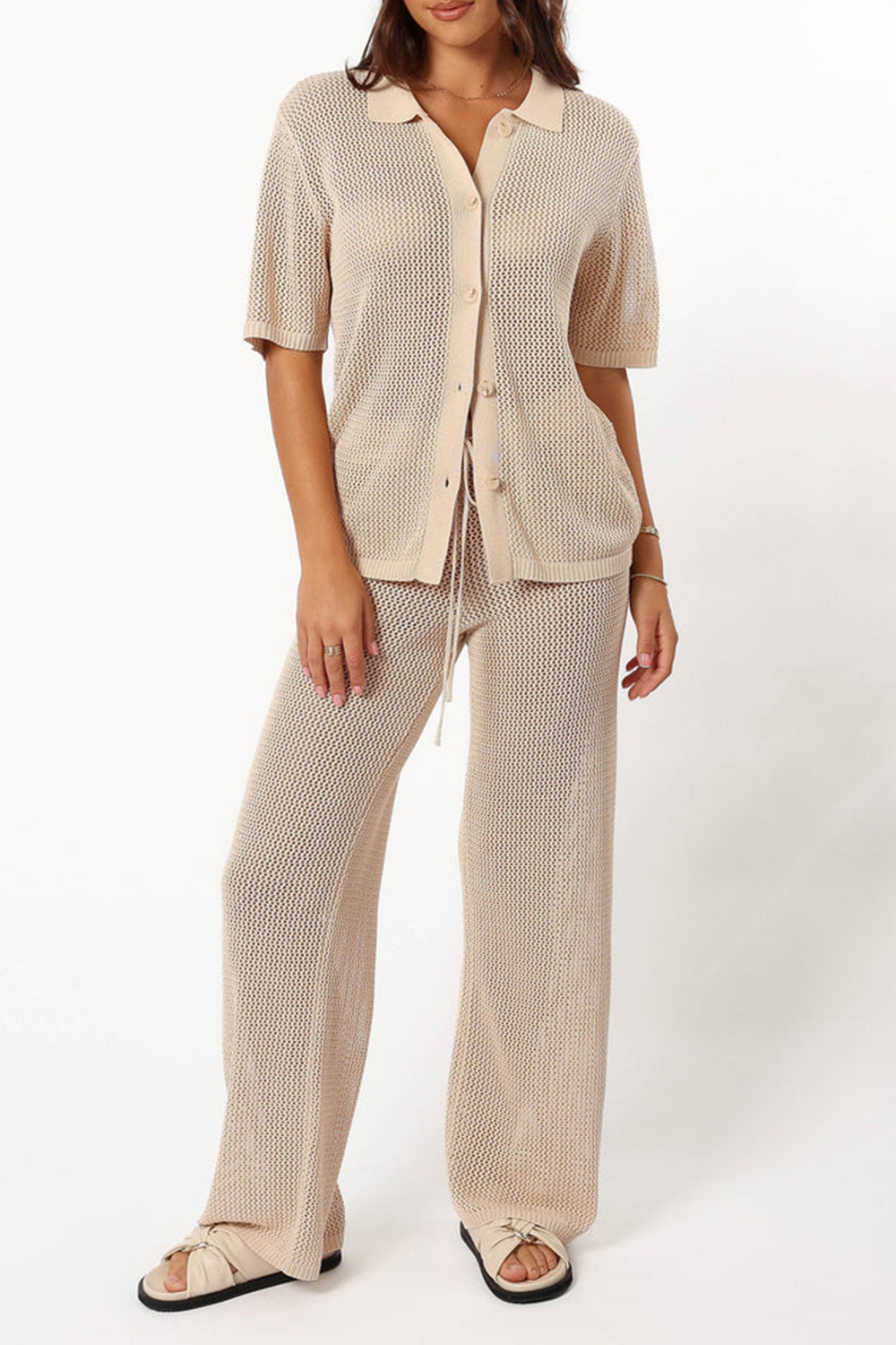 MESH TEXTURED PANTS KNIT PANT