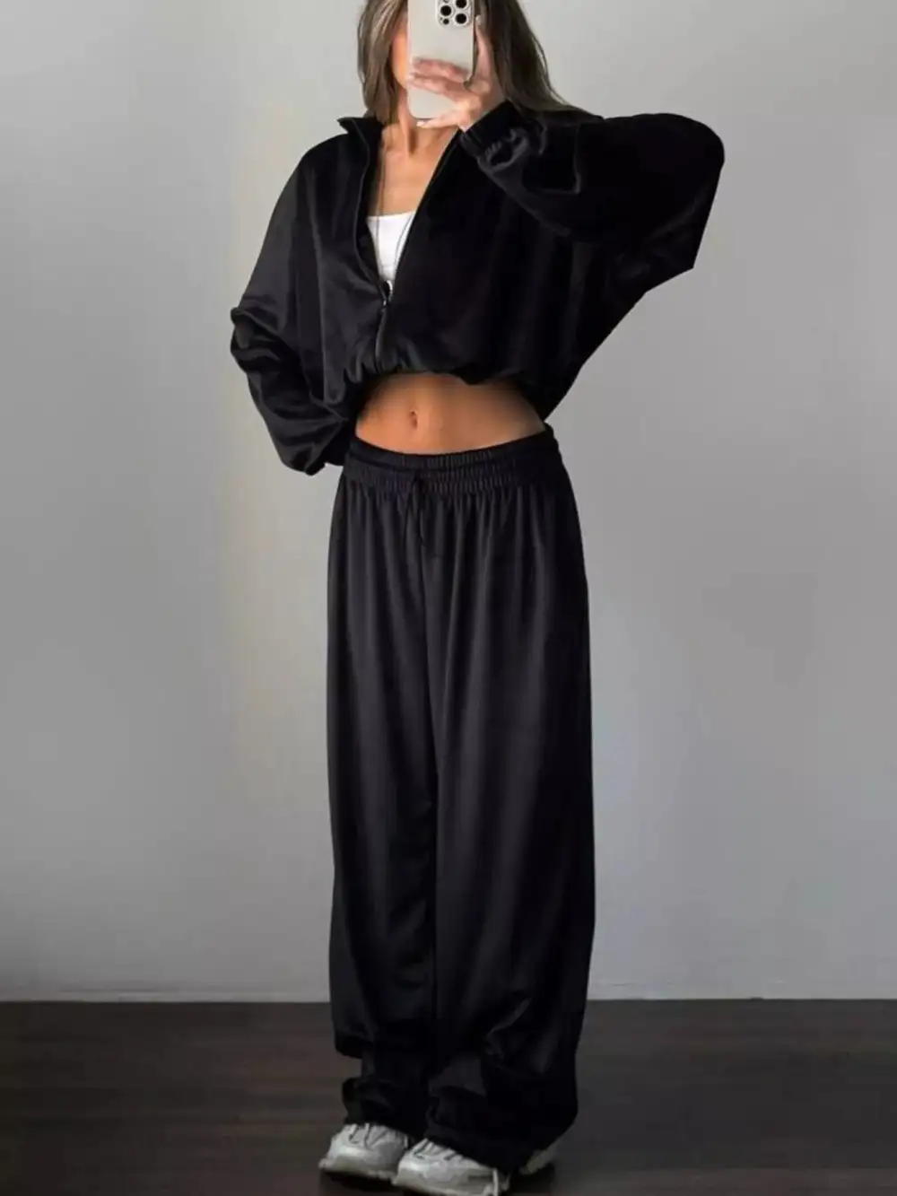 Zip Up Long Sleeve Outerwear and Pants Set