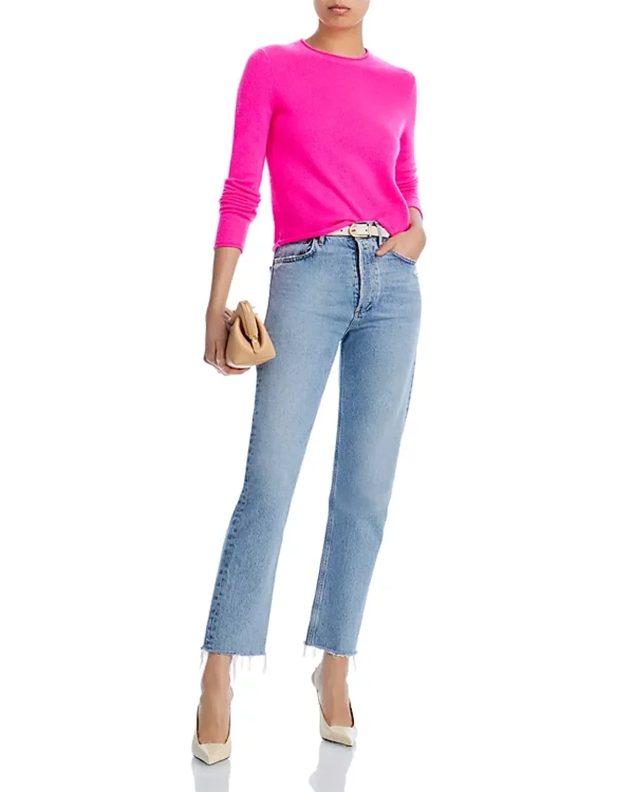 Casual Style Rolled Edge Cashmere Sweater