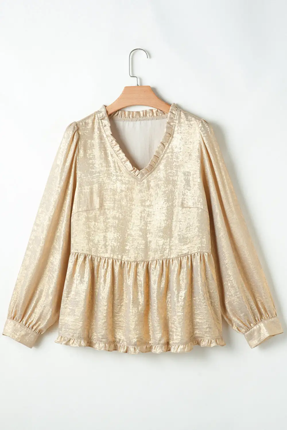 Layered Velvet Frilled Puff Sleeve Blouse