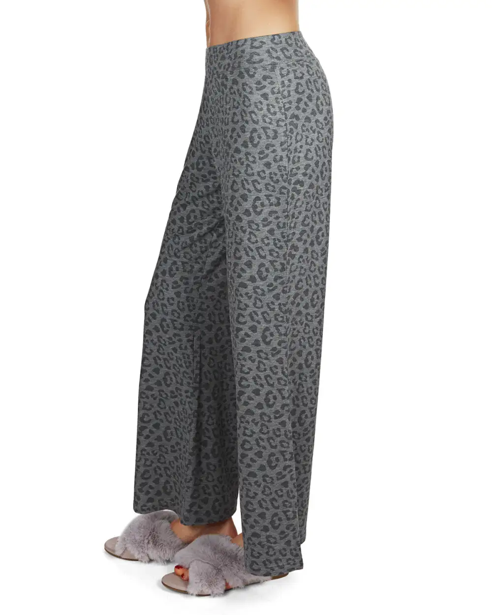 French Terry Cloth Leopard Print Lounge Pants