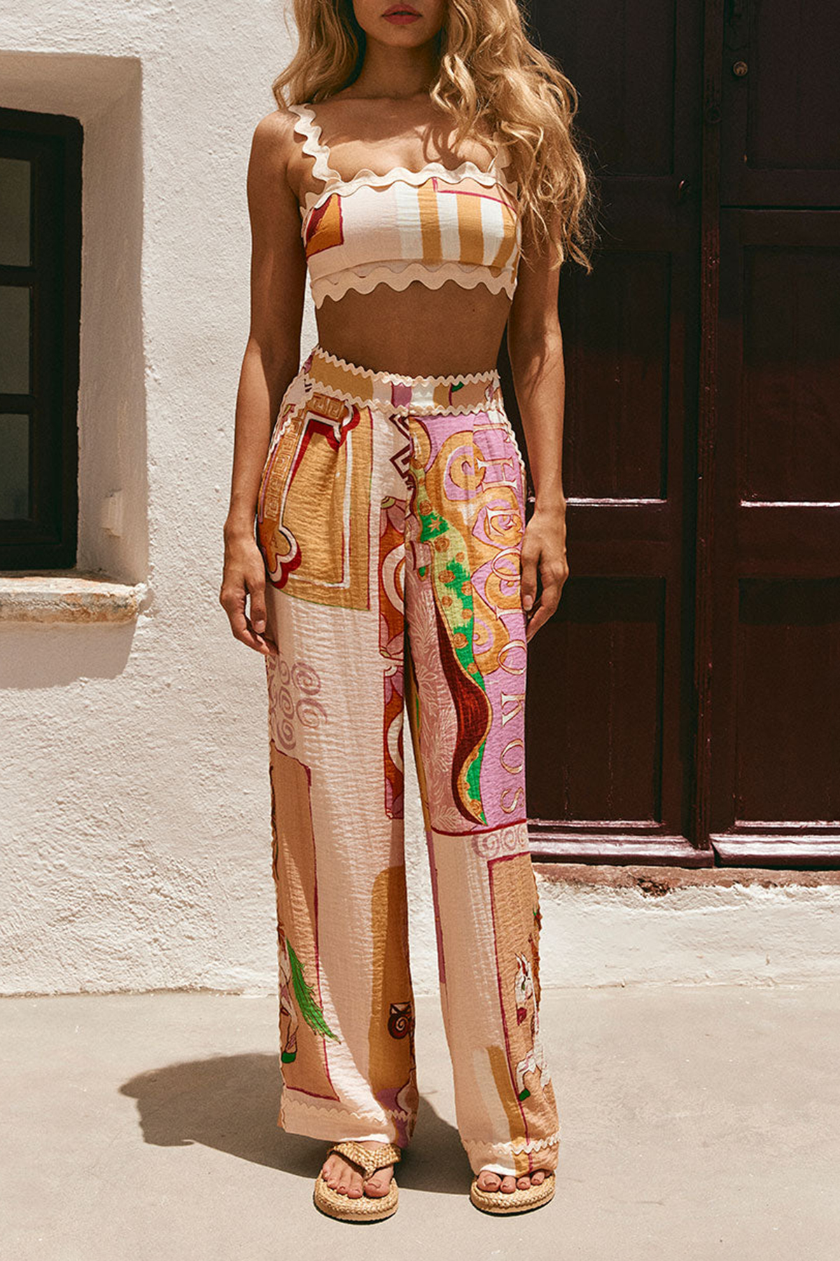 Scalloped Edge Striped Bralette