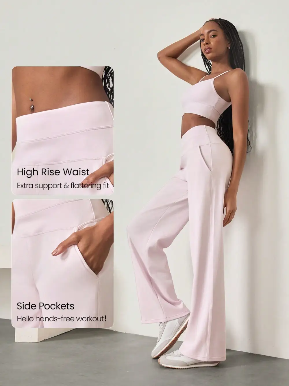 Soft And Comfortable Crewneck Sweatshirt Wide-Leg Pants Set