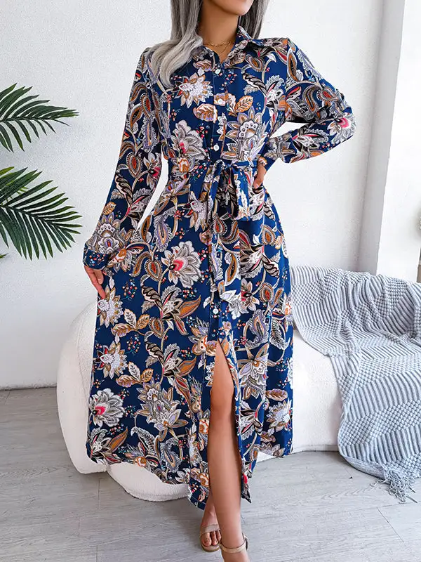 Flower Buttoned Long Maxi Dress