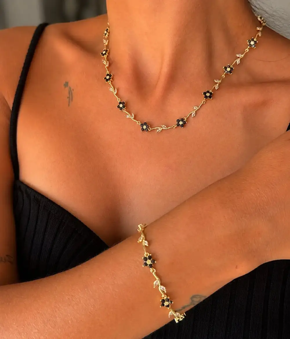 Vintage Floral Zircon Jewelry Set