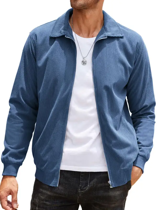 Casual Zip Up Corduroy Bomber Jacket