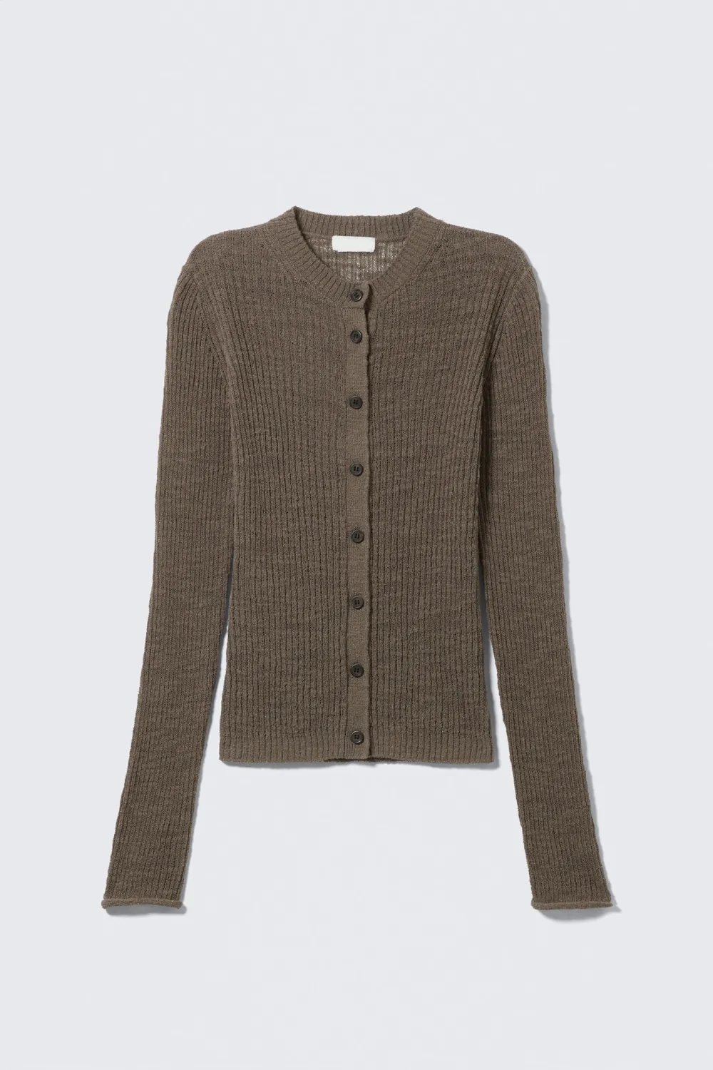 Crew Neck Long Sleeve Cardigan
