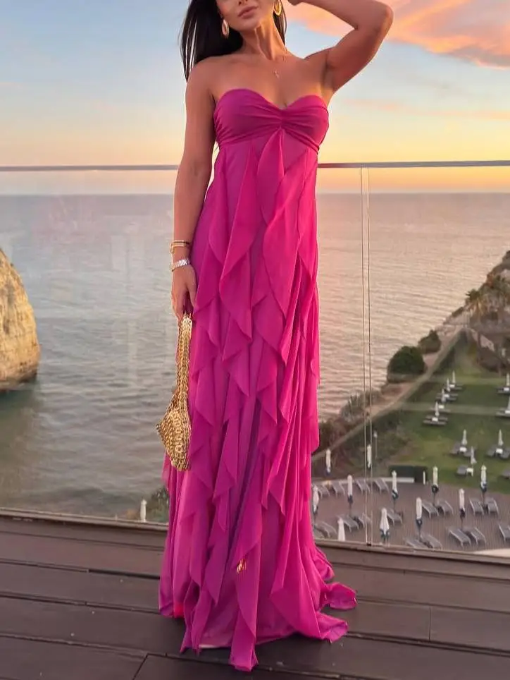 Tube Top Ruffle Maxi Dress