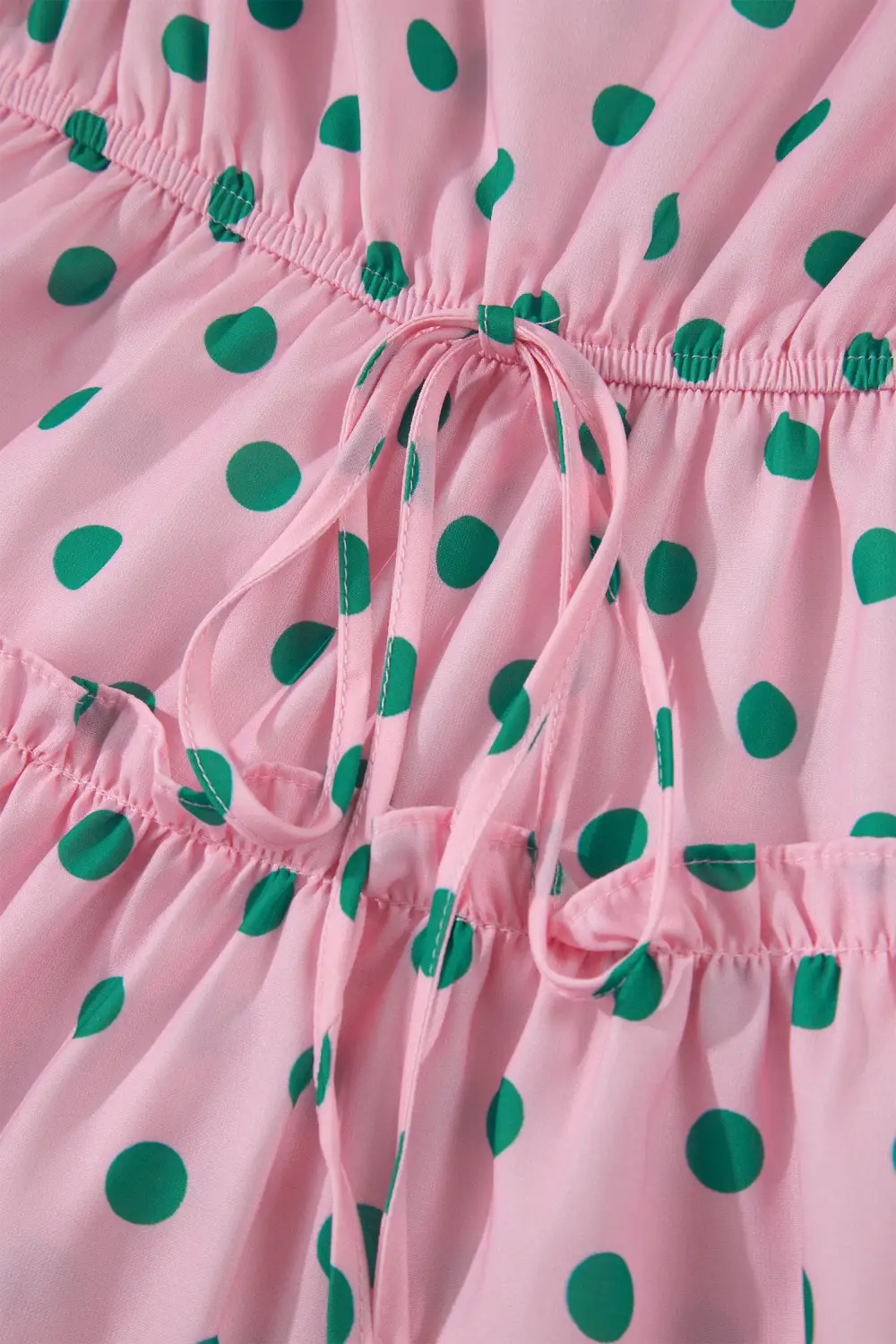Ruffled V-Neck Dot Print Blouse