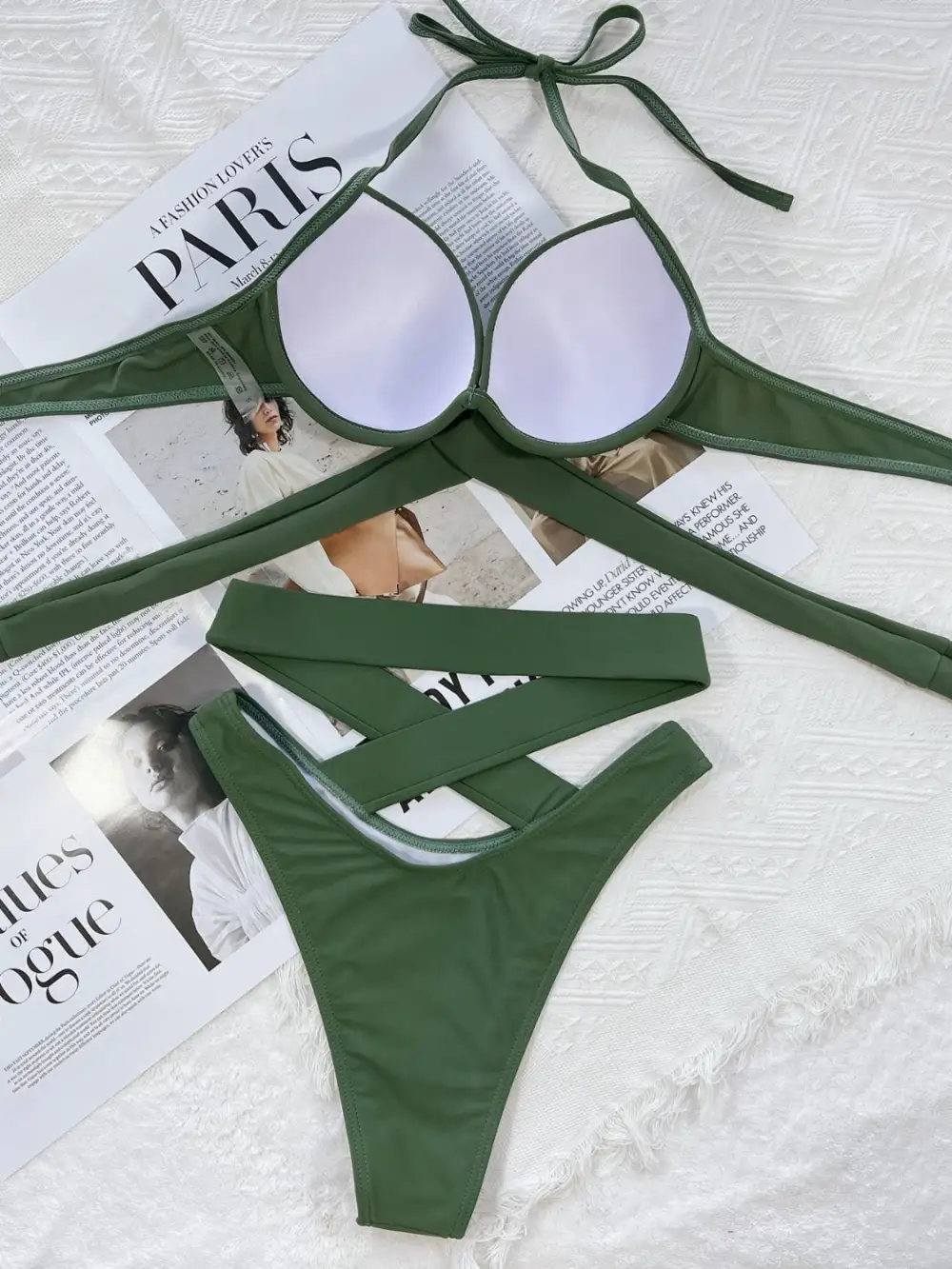 Crisscross Halter Neck Bikini Swim Set