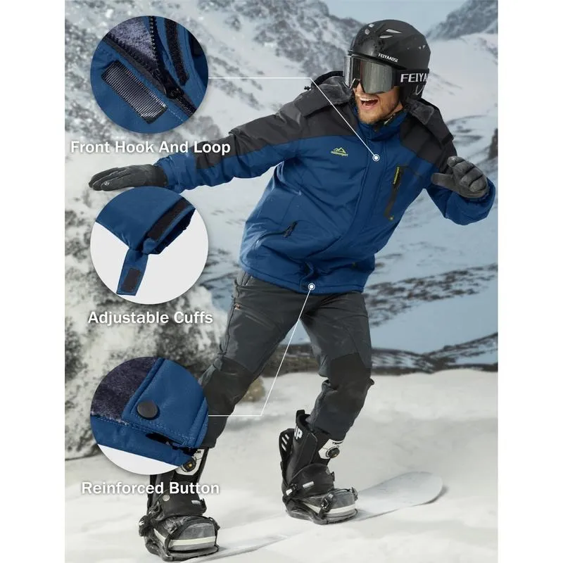 Men's Winter Coats Waterproof Ski Snow Jacket Warm Fleece Jacket Parka Raincoats With Multi-Pockets