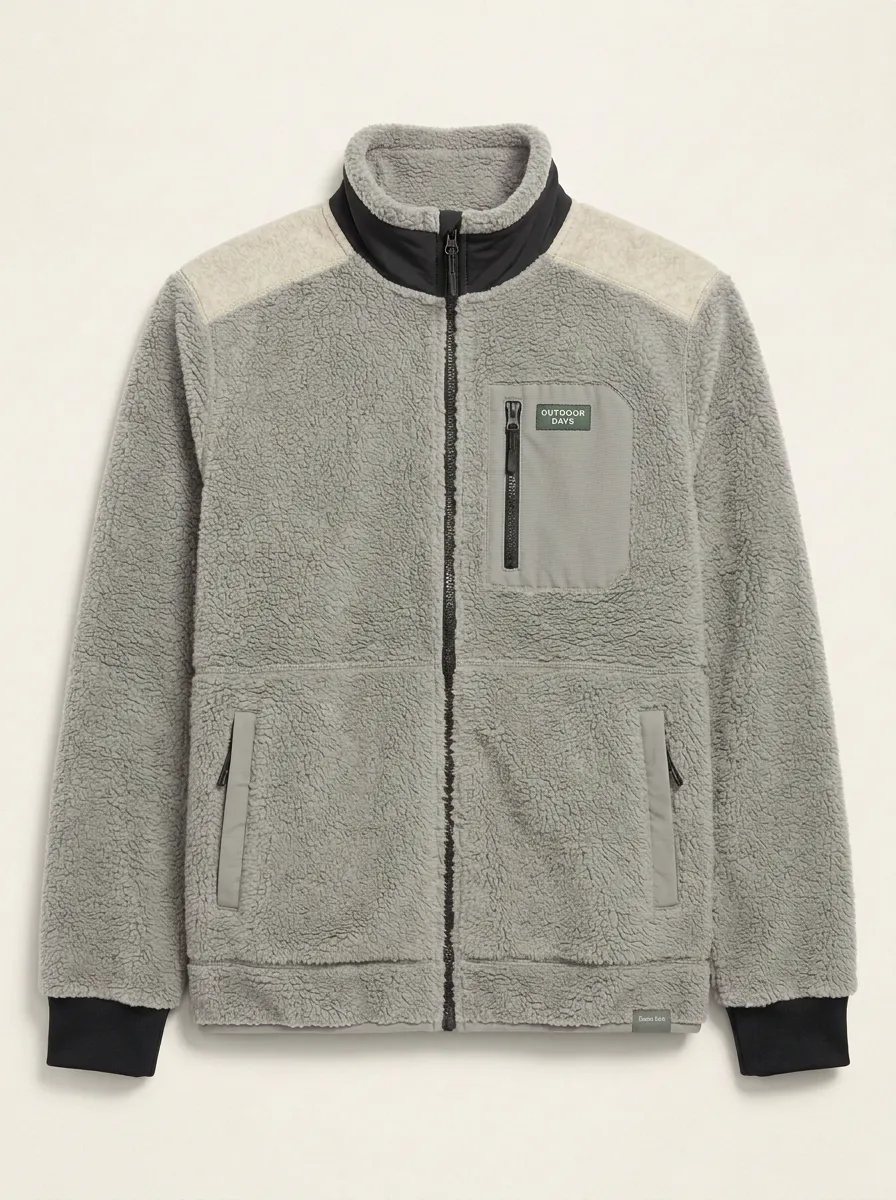 Sherpa Fleece Zip Utility Jacket