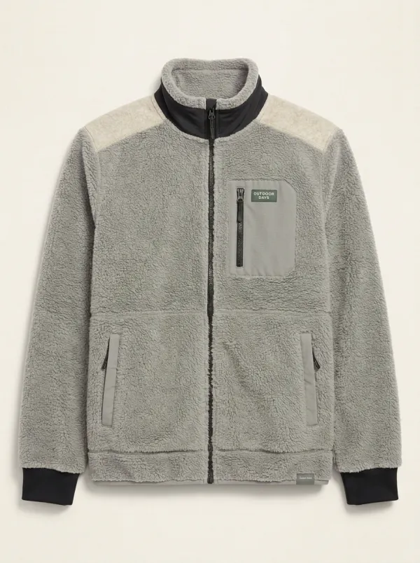 Sherpa Fleece Zip Utility Jacket
