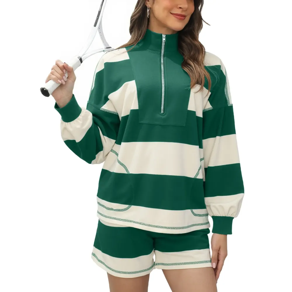 Women's Casual Striped Long-Sleeve Suit