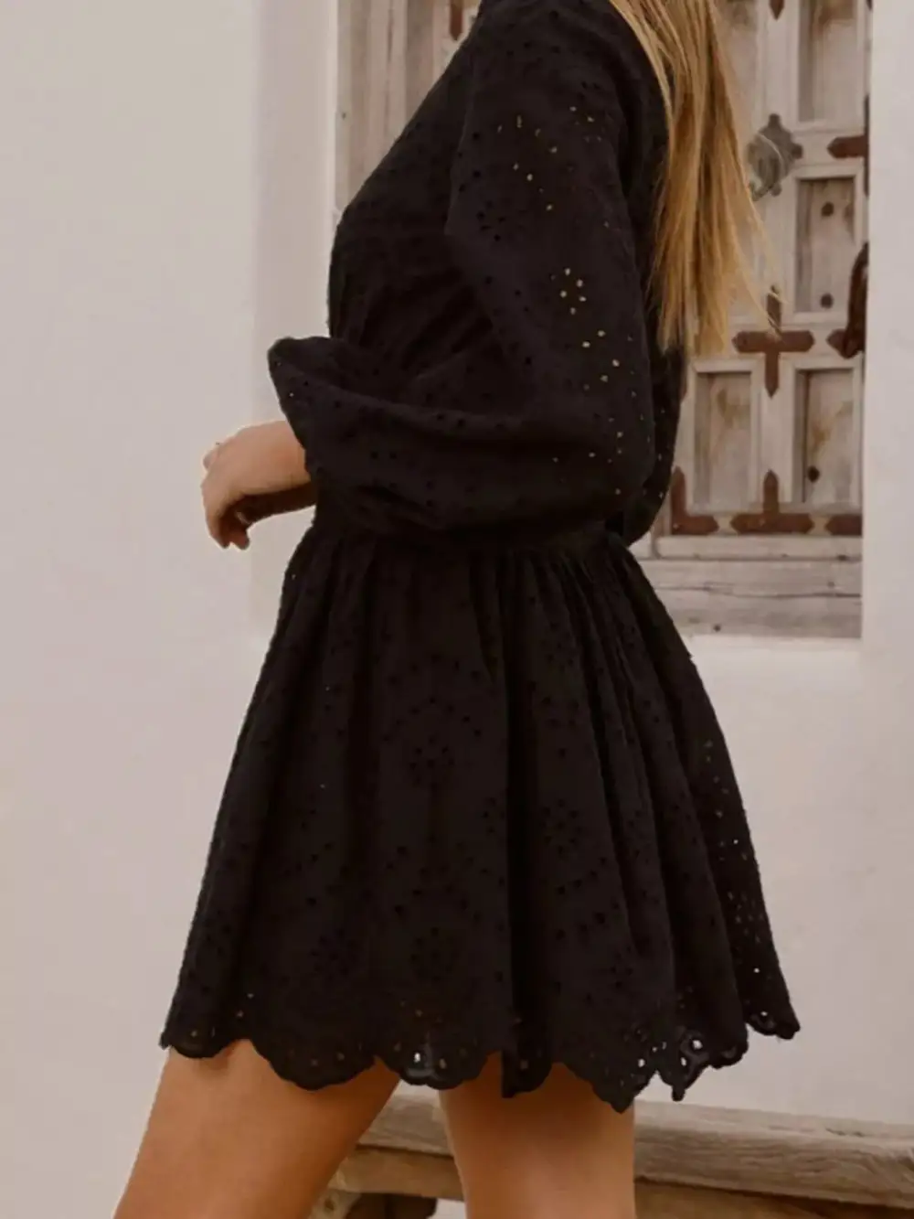 Eyelet Mini Dress