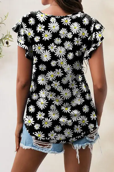 Playful Round-Neck Short-Sleeve Cotton T-Shirt