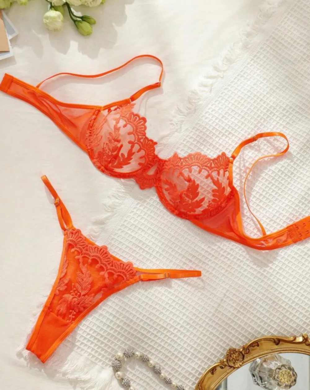 Refined Floral Sheer Lingerie Set