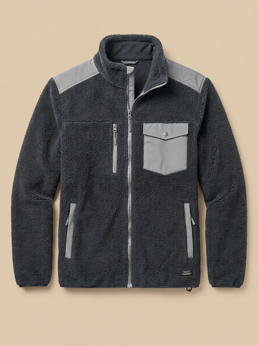 Sherpa Fleece Zip Quilted Jacket