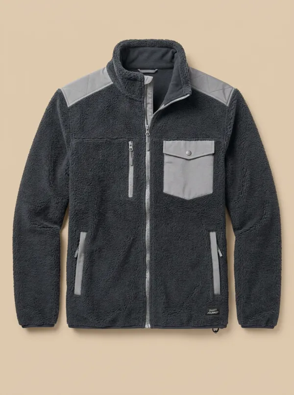 Sherpa Fleece Zip Quilted Jacket