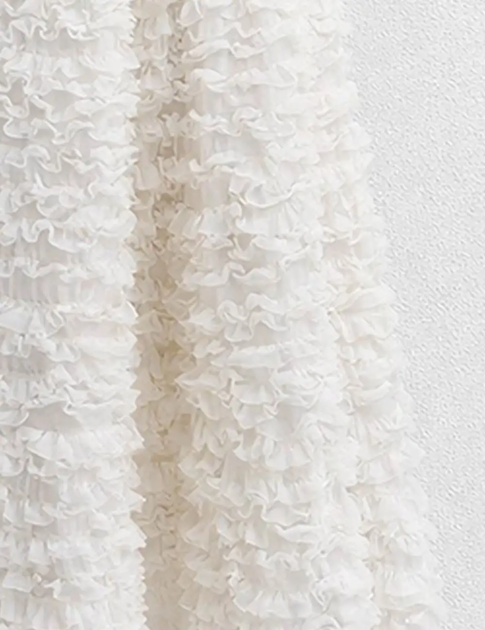 Elastic Waist Tiered Ruffle Gathered Mesh Maxi Skirt