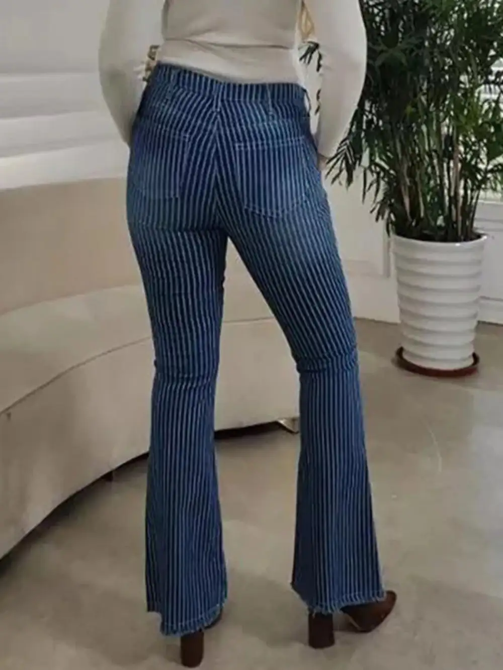 Flare Leg Button Denim Jeans